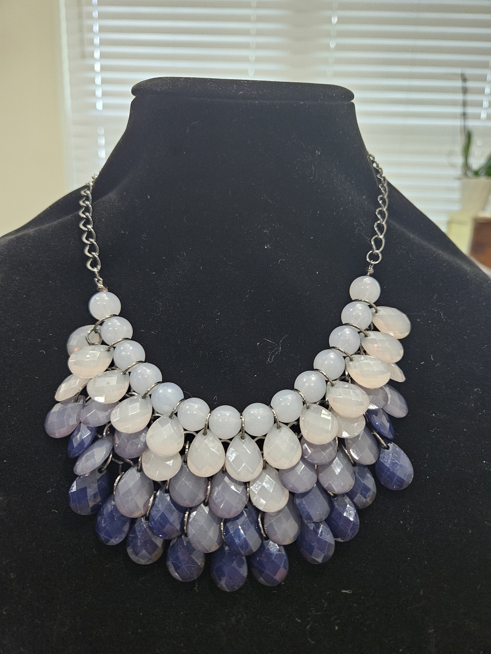 Source Unknown White and Purple Layered Teardrop Necklace
